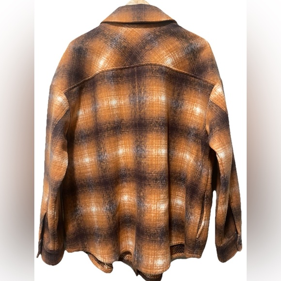 J.Jill Brushed Flannel Evermore Shacket Jacket Women’s 2X Butternut Plaid Cozy - Picture 7 of 9